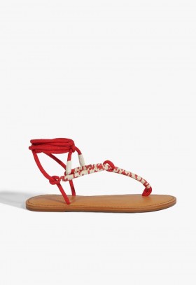 Women Flats | Schutz Shoes Claire Leather Sandal Red