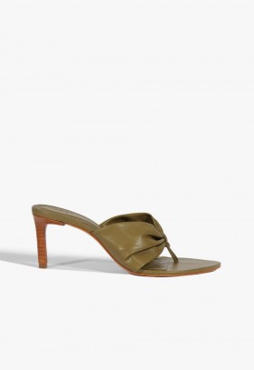 Women Mules | Schutz Shoes Lori Mid Leather Sandal Green