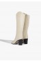  Dame Maryana-støvler | Schutz Shoes Maryana Block Crocodile-Embossed Leather Boot Eggshell