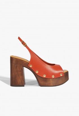  Naisten slingback-kengät | Schutz-kengät, ruusunväriset sling-nahkasandaalit, oranssit